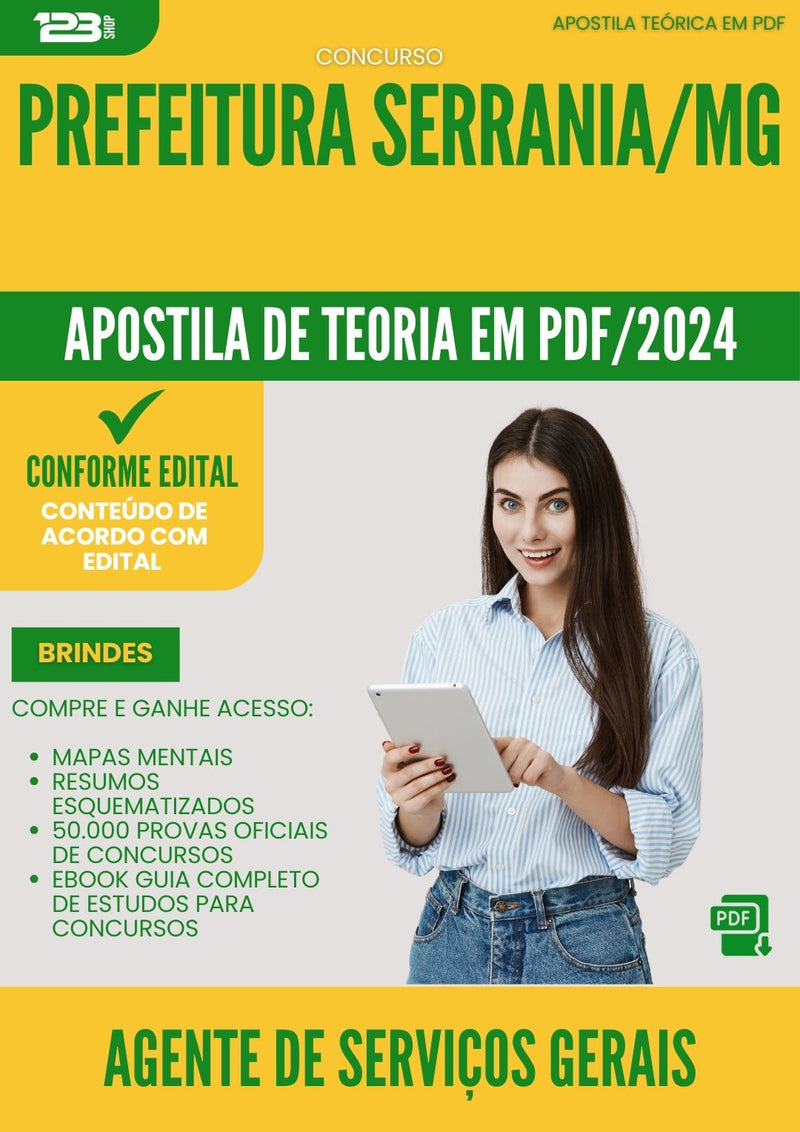 Apostila Teórica para Concurso Agente De Servicos Gerais da Prefeitura Serrania Mg 2024 - Conteúdo de Acordo com Edital