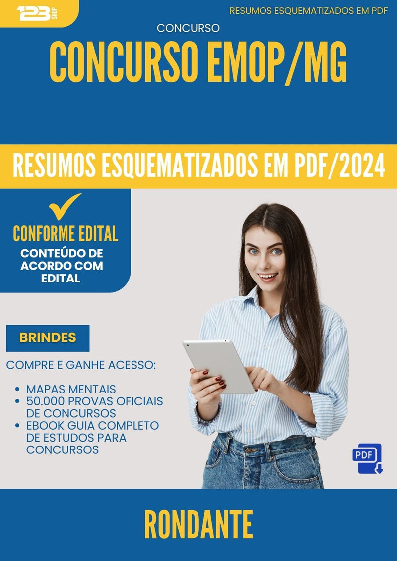 Resumos Esquematizados para Concurso Apostila Rondante Emop Mg 2024 - Conteúdo de Acordo com Edital