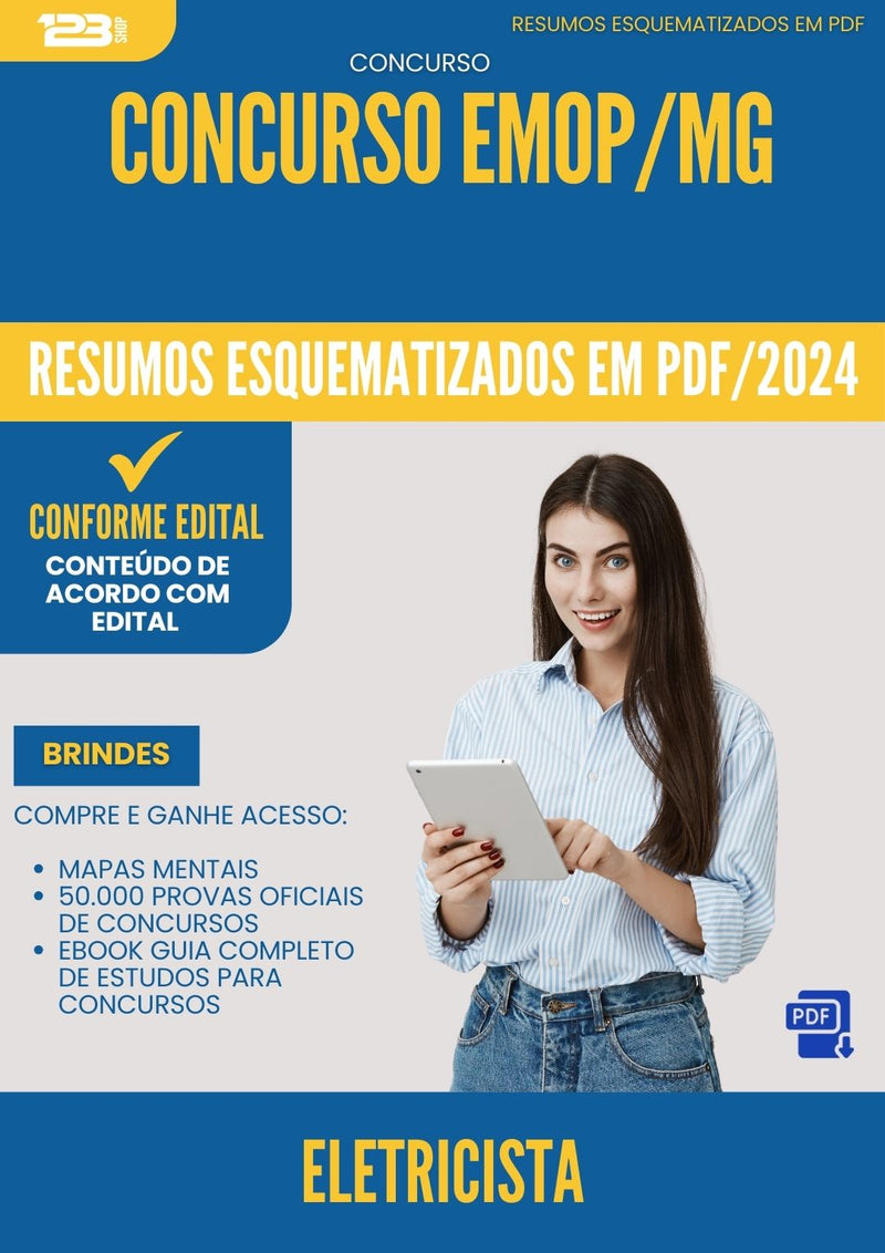 Resumos Esquematizados para Concurso Apostila Eletricista Emop Mg 2024 - Conteúdo de Acordo com Edital