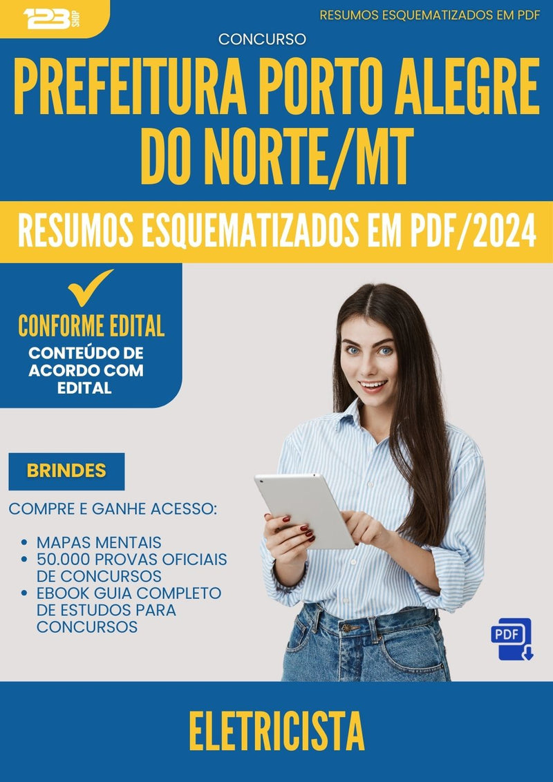 Resumos Esquematizados para Concurso Apostila Eletricista Porto da Prefeitura Alegre Do Norte Mt 2024 - Conteúdo de Acordo com Edital