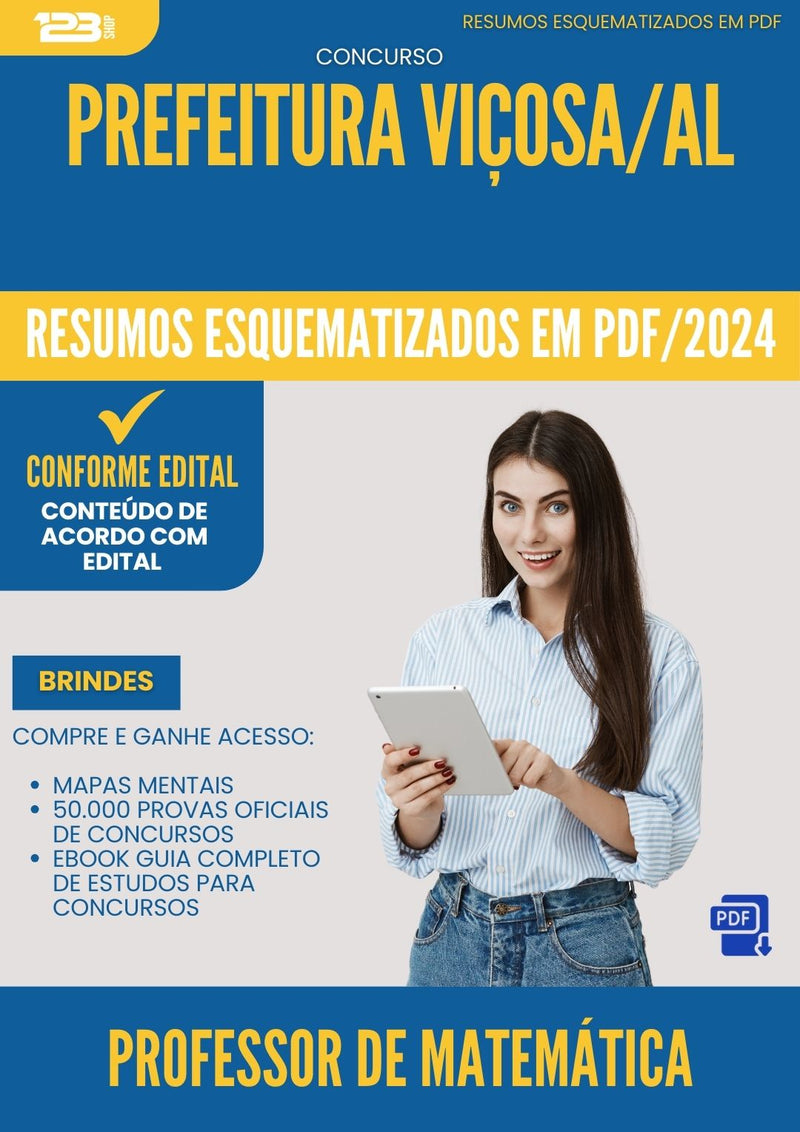 Resumos Esquematizados para Concurso Apostila Professor De Matematica da Prefeitura Vicosa Al 2024 - Conteúdo de Acordo com Edital