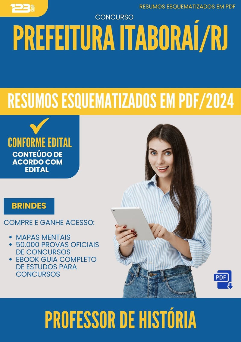 Resumos Esquematizados para Concurso Apostila Professor De Historia da Prefeitura Itaborai Rj 2024 - Conteúdo de Acordo com Edital