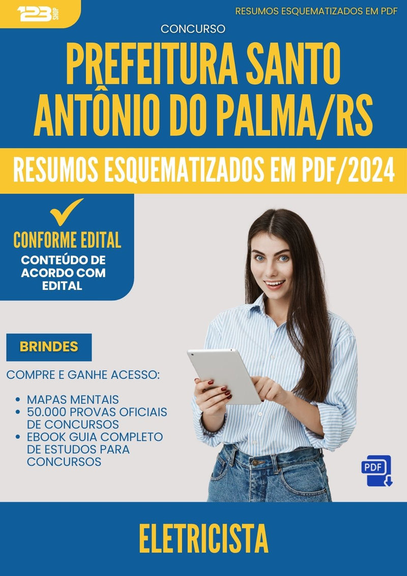 Resumos Esquematizados para Concurso Apostila Eletricista Santo Antonio Do da Prefeitura Palma Rs 2024 - Conteúdo de Acordo com Edital