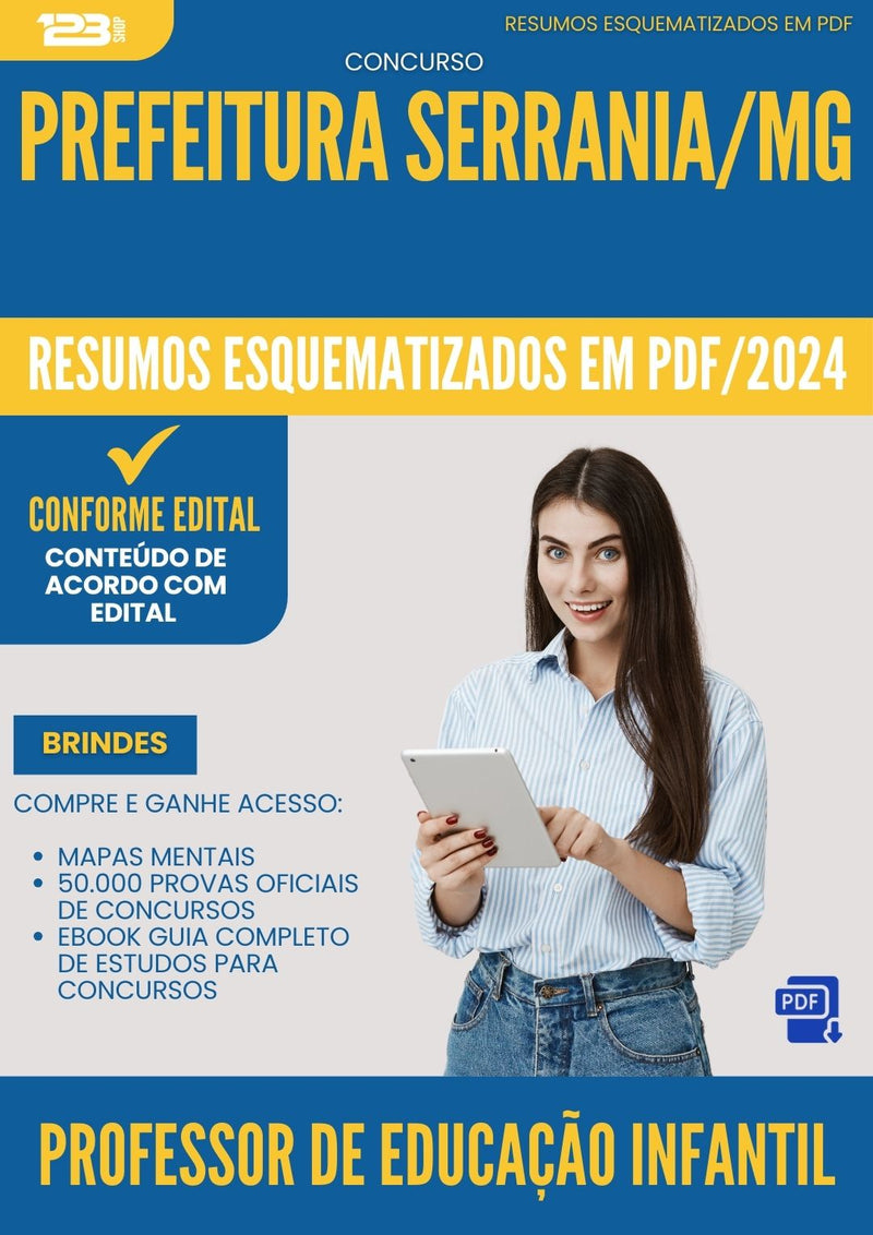 Resumos Esquematizados para Concurso Apostila Professor De Educacao Infantil da Prefeitura Serrania Mg 2024 - Conteúdo de Acordo com Edital