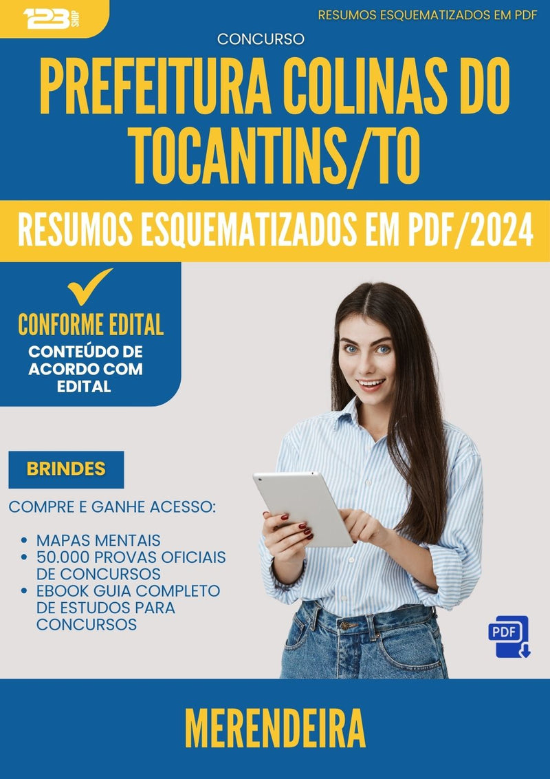 Resumos Esquematizados para Concurso Apostila Merendeira da Prefeitura Colinas Do Tocantins To 2024 - Conteúdo de Acordo com Edital