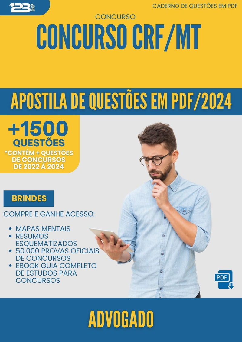 Apostila de Questões para Concurso Advogado Crf Mt 2024 - Mais de 1.500 Questões