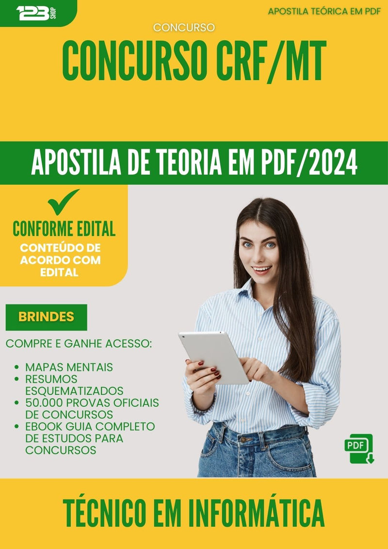 Apostila Teórica para Concurso Tecnico Em Informatica Crf Mt 2024 - Conteúdo de Acordo com Edital