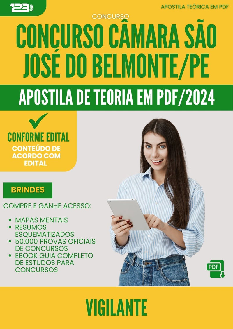 Apostila Teórica para Concurso Vigilante Camara Sao Jose da Prefeitura Belmonte Pe 2024 - Conteúdo de Acordo com Edital