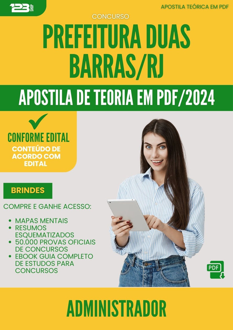 Apostila Teórica para Concurso Administrador Duas da Prefeitura Barras Rj 2024 - Conteúdo de Acordo com Edital