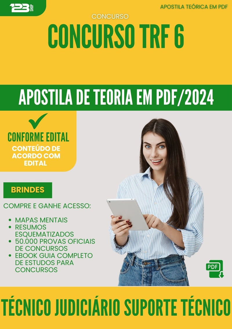 Apostila Teórica para Concurso Tecnico Judiciario Suporte Tecnico Trf 6 2024 - Conteúdo de Acordo com Edital