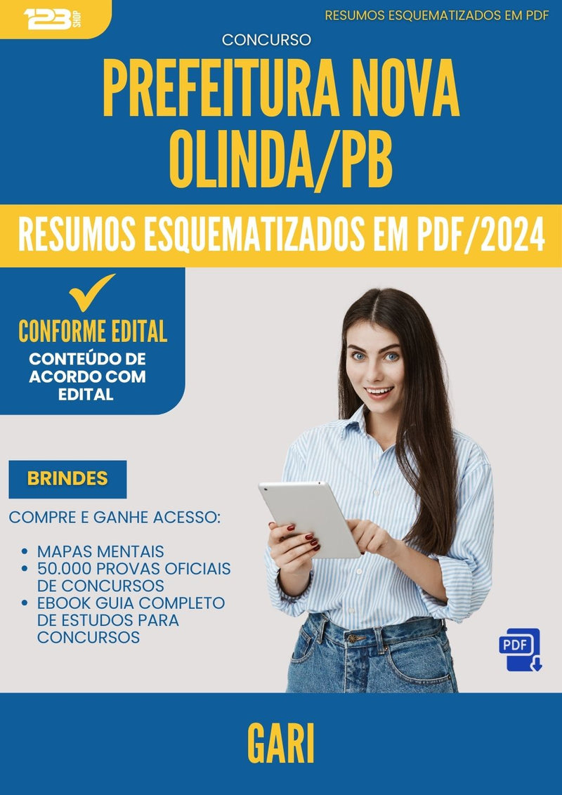 Resumos Esquematizados para Concurso Apostila Gari da Prefeitura Nova Olinda Pb 2024 - Conteúdo de Acordo com Edital