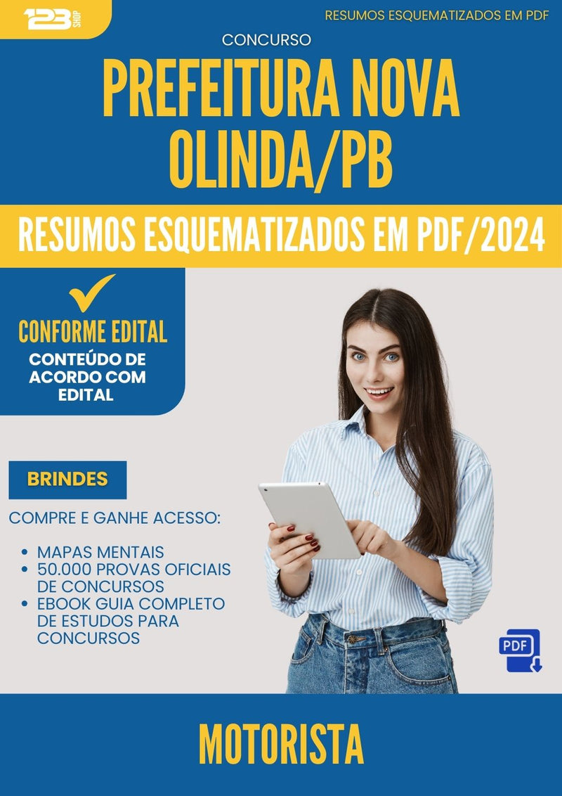 Resumos Esquematizados para Concurso Apostila Motorista da Prefeitura Nova Olinda Pb 2024 - Conteúdo de Acordo com Edital