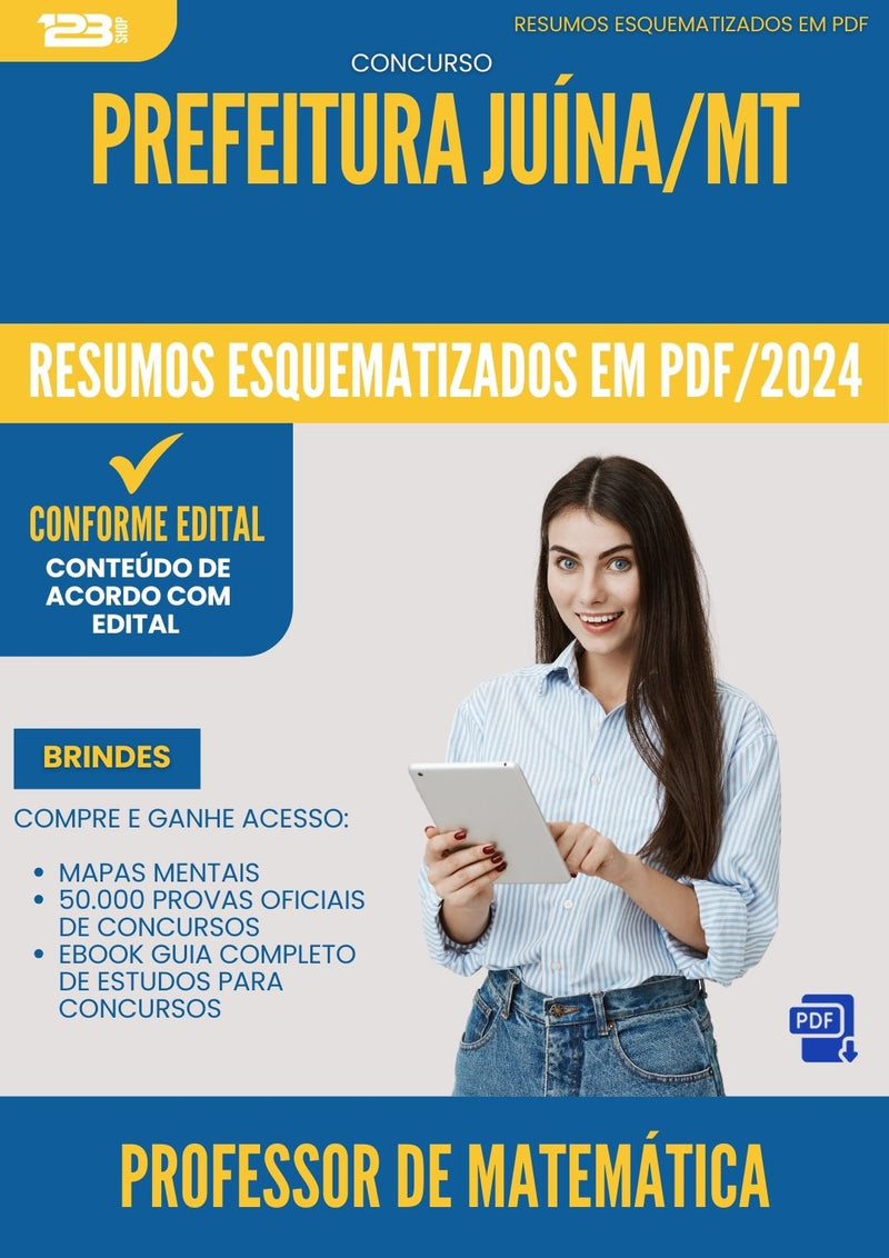 Resumos Esquematizados para Concurso Apostila Professor De Matematica da Prefeitura Juina Mt 2024 - Conteúdo de Acordo com Edital