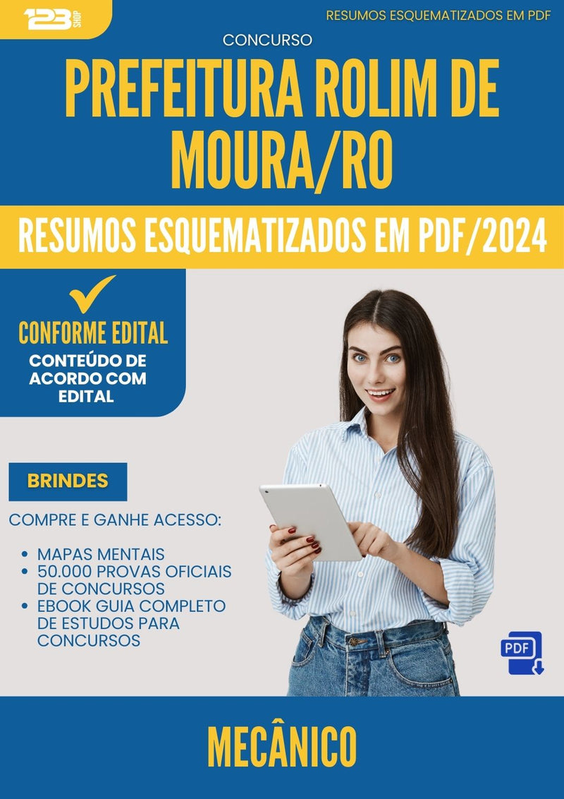 Resumos Esquematizados para Concurso Apostila Mecanico da Prefeitura Rolim De Moura Ro 2024 - Conteúdo de Acordo com Edital