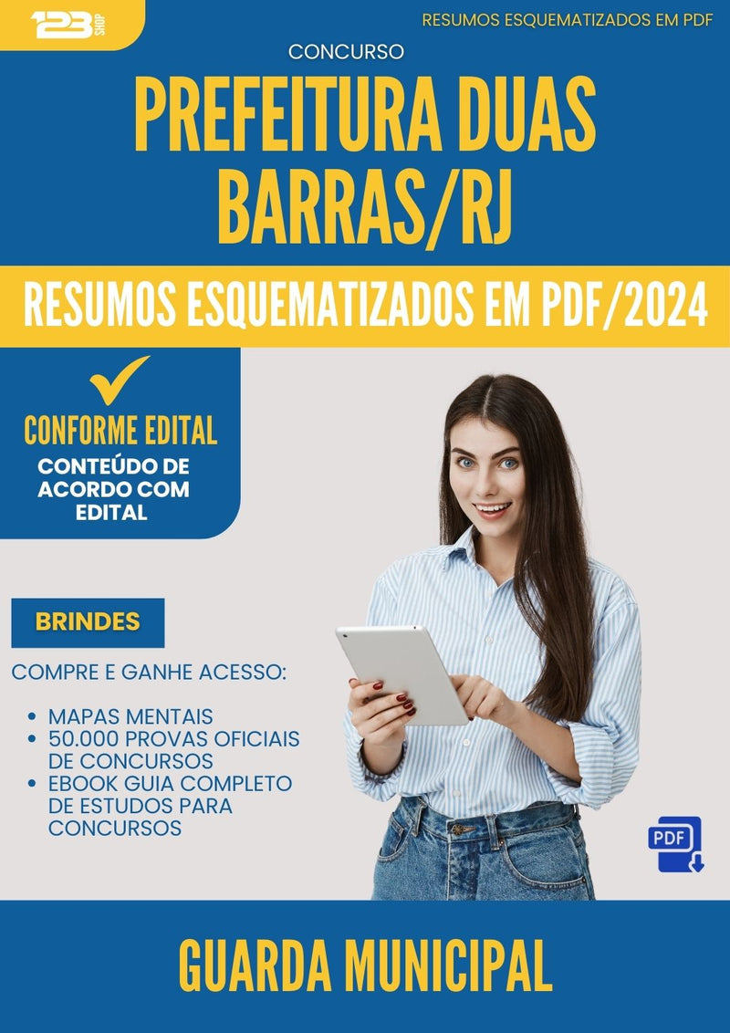 Resumos Esquematizados para Concurso Apostila Guarda Municipal Duas da Prefeitura Barras Rj 2024 - Conteúdo de Acordo com Edital