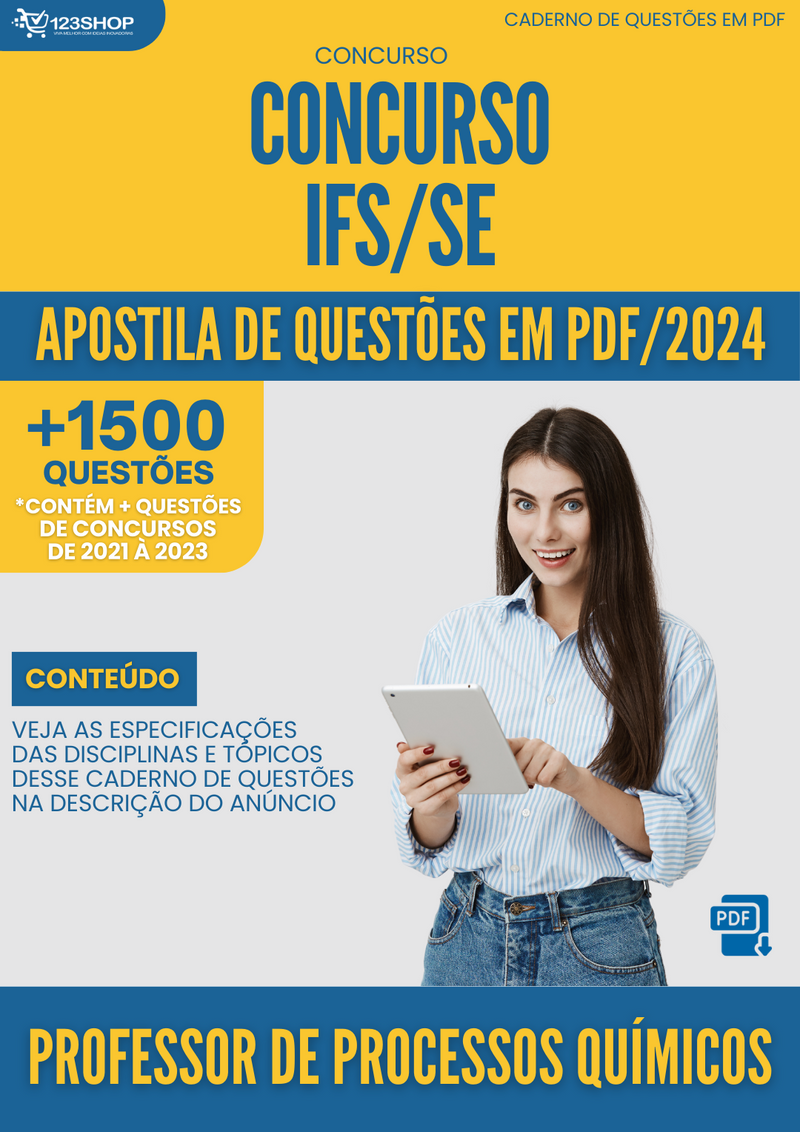 Apostila de Questões  IFS SE 2024 Professor de Processos Químicos - Mais de 1.500 Questões | loja123shop