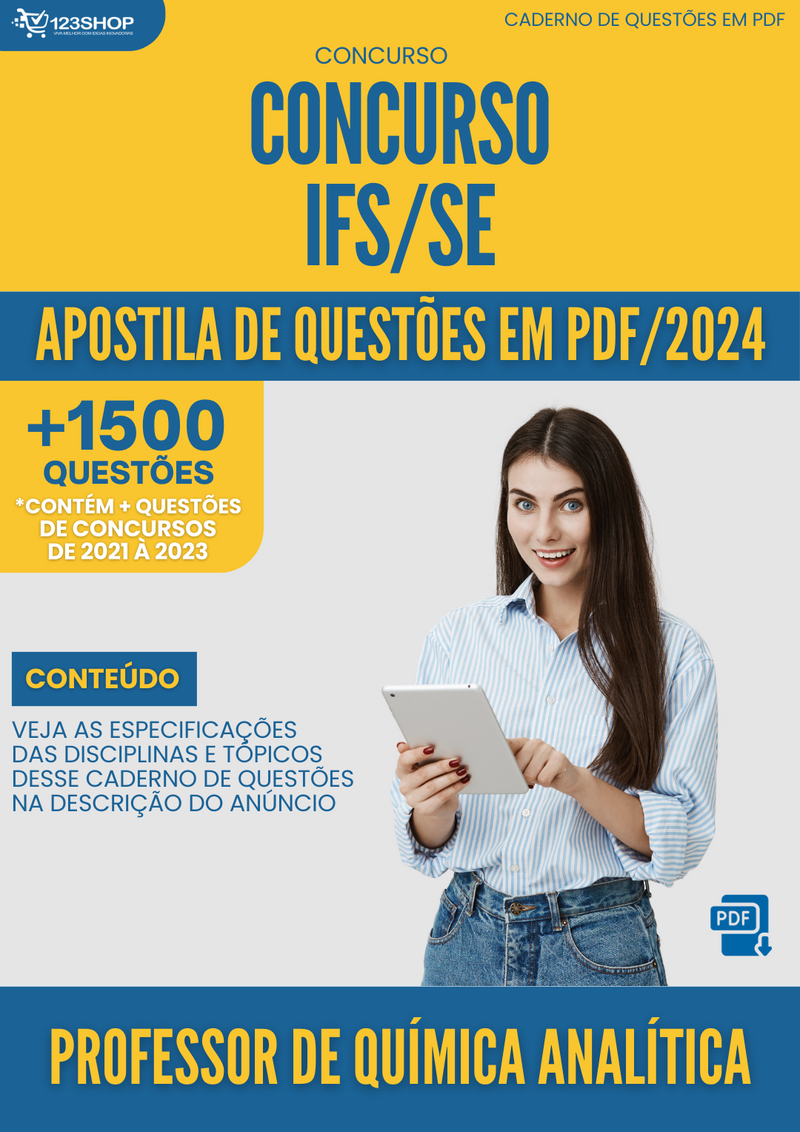 Apostila de Questões  IFS SE 2024 Professor de Química Analítica - Mais de 1.500 Questões | loja123shop