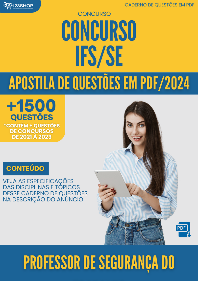 Apostila de Questões  IFS SE 2024 Professor de Segurança do Trabalho - Mais de 1.500 Questões | loja123shop