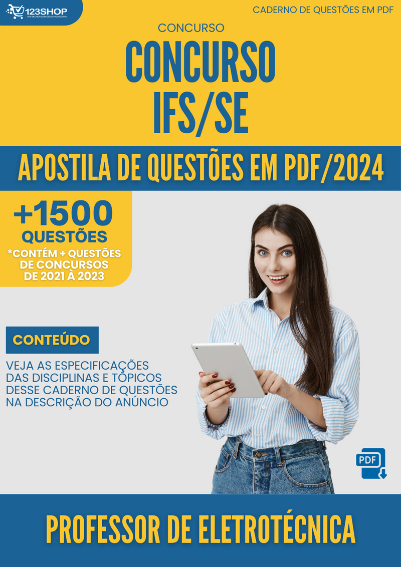 Apostila de Questões  IFS SE 2024 Professor de Eletrotécnica - Mais de 1.500 Questões | loja123shop