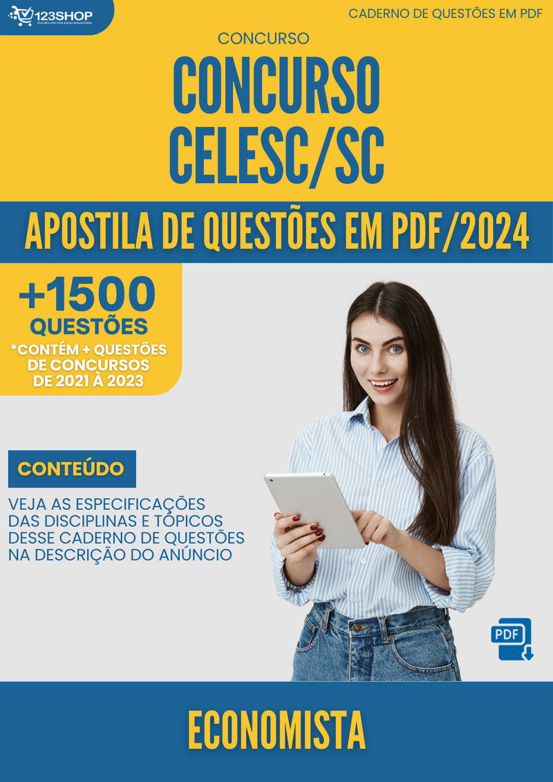 Apostila de Questões  CELESC SC 2024 Economista - Mais de 1.500 Questões | loja123shop