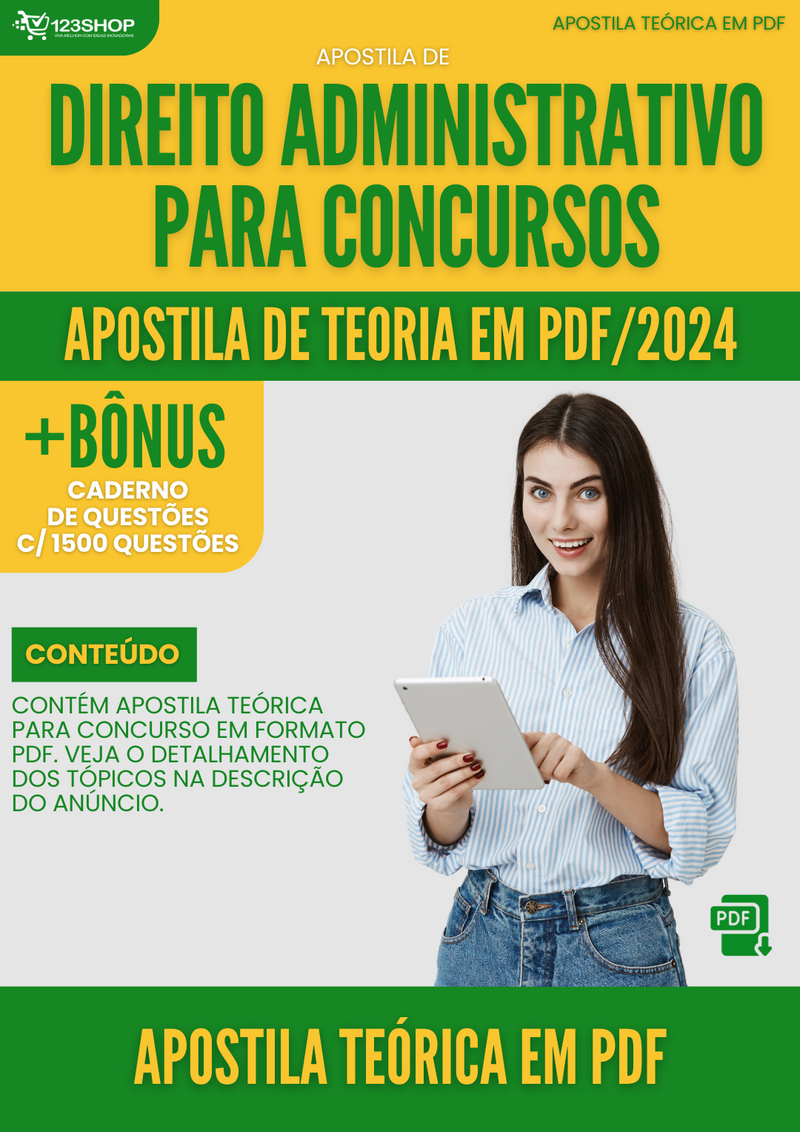 Apostila de Direito Administrativo para Concursos 2024 - Teórica | loja123shop