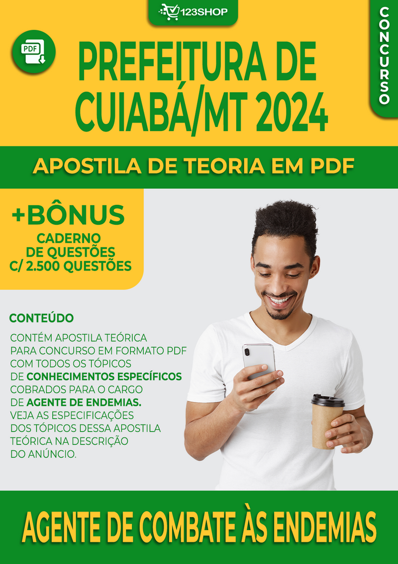 Apostila Teórica de Conhecimentos Específicos para Concurso de Agente de Combate às Endemias da Prefeitura de Cuiabá/MT 2024 | loja123shop