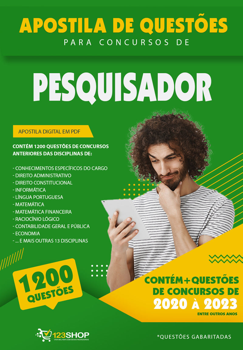 Simulado para Concursos de Pesquisador - Mais de 1.200 Questões Gabaritadas